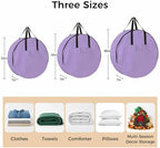 30 Inch Round Storage Bag 2 Pack,Purple Watercolor Solid Color Waterproof Wreath Storage Container with Handles&Zipper Minimalist Style Closet Organizer Bags Garland Box - Image 7