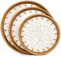 Round Rattan Serving Trays, Set of 3, White Leaf by ORDELITE