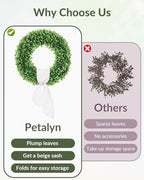 18inch Boxwood Wreath for Front Door with Sash Spring Summer Wreath - Image 4