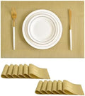 Leetaltree Gold Frame Placemats Set of 12 - Heat Resistant Woven Vinyl by Leetaltree-ArtatEveryTable