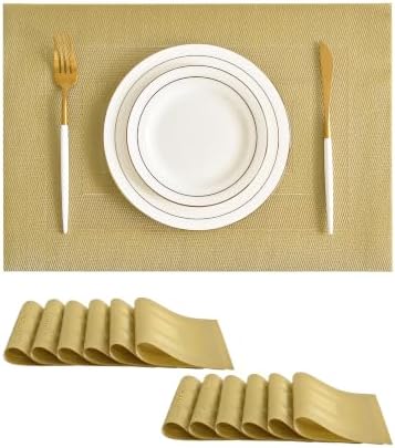 Leetaltree Gold Frame Placemats Set of 12 - Heat Resistant Woven Vinyl by Leetaltree-ArtatEveryTable