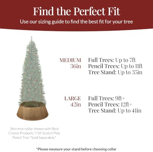 Best Choice Products 42in Christmas Tree Collar, Solid Wood Slatted Tree Skirt Holiday Accessory for Home - Chestnut - Image 4