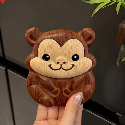Hand-carved Sculptures, Chinese Zodiac Wooden Carvings, Hand-Carved Wood Sculptures for Home Decor & Gift(Monkeys) - Image 3