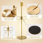 Bow Candle Holder - Set of 3 Metal Gold Bow Candlestick Holder, Modern Decorative Taper Candle Holder for Centerpiece Dining Table Wedding Holiday Housewarming Gift, Gold Finish (Style1-Gold) - Image 5