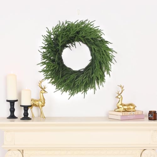 24" Lifelike Touch Artificial Christmas Norfolk Pine Wreath for Front Door - Image 5