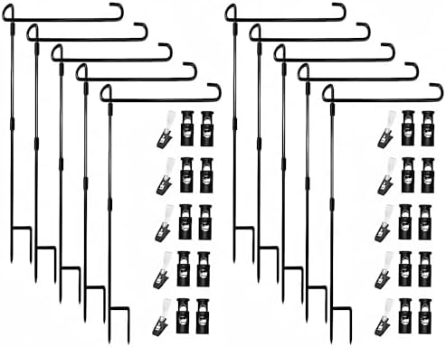 Garden Flag Pole Stand Holder,Akeydeco 10 Pack Garden Flags for Outside with Flag Stopper and Clip Waterproof Powder-Coated Paint for Flag Pole Holder for Outside House,Yard Flags for Outside by Akeydeco