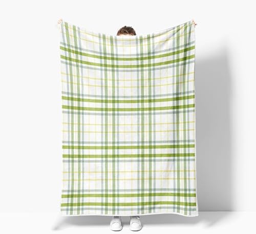 JAWO Buffalo Plaid Check Throw Blanket, Plaid Pattern Pastel Light St Patrick Theme Green Checkered Gingham Cozy Bed Couch Blanket, Soft Comfy Fleece Flannel Throws Blankets Livingroom Bedroom Decor - Image 4