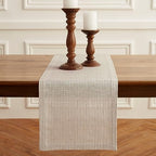 Solino Home 100% Linen Table Runner, 14 x 120 in, Natural and White Striped by SolinoHome