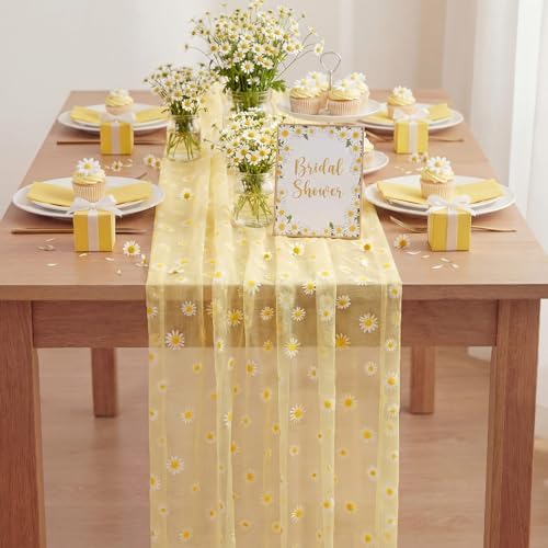 8 Pcs Yellow Daisy Table Runners 29 x 70 in Daisy Tablecloth - Image 3