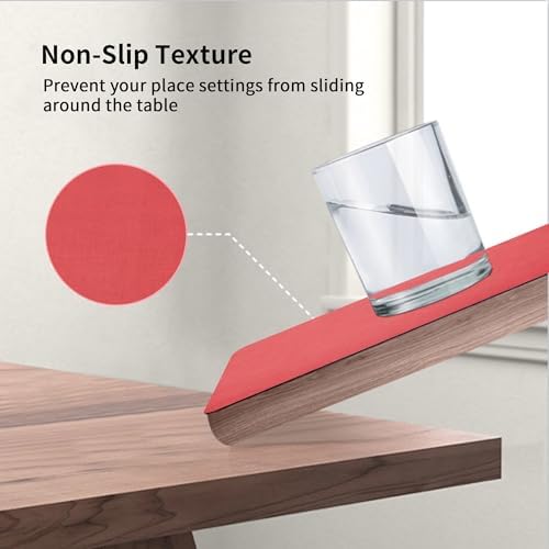 Maxpearl Faux Leather Placemats Set of 6, Easy to Clean, Light Red - Image 5