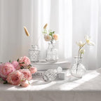Glass Bud Vases Set of 12, Clear Small Vases for Flowers, Bulk Glass Vase for Centerpieces, Vintage Embossed Flower Vase for Wedding Table Decoration, Home, Cocktail Party - Image 3