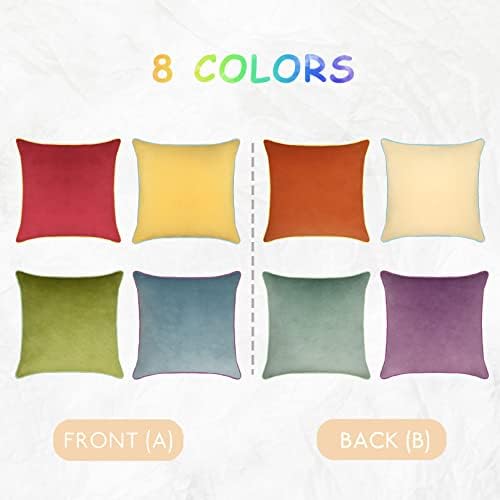 Throw Pillow Covers 20x20 Inches Set of 4 Soft Velvet Couch Cushion Covers Modern 8-Colors Rainbow Designs for Sofa Bedroom Home Decor(Rainbow Series with Edge) - Image 6