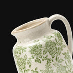 Ceramic Vintage Flower Vase, Utensil Holder, Green and White Decorative Vase Chinoiserie Decor Rustic Farmhouse Retro Floral Vases for Table Bookshelf Mantel Kitchen Living Room - 6.7” Green 016 - Image 5