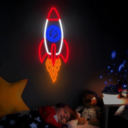 Rocket Neon Sign for Kids Bedroom, Space Decor for Boys Gaming Room - Image 4