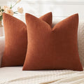 MIULEE Fall Rust Chenille Couch Euro Throw Pillow Covers, 22x22 by MIULEE