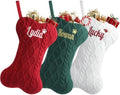 Personalized Dog Christmas Stockings,Custom Embroidered Pet Name & Bone Shape Stocking for Dog,Raised Ridged Cable Knit 15.7” Large Dogs Stocking for Fireplace Holiday Decor Gift(3 Pack) by Infiher