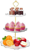 Perco 3 Tier Ceramic Cupcake Stand for 20 Cupcakes – Tiered Dessert Stand & Serving Tray, Elegant Gold Accent Dessert Table Display Set for Weddings, Birthdays & Events by Perco