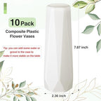 Didaey 10 Pack Composite Plastic Flower Vases Bulk White Small Boho Floral Vases for Dried Flower Bouquet Pampas Grass Centerpieces Fall Wedding Party Living Room Decor(Classic) - Image 4