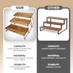 Oaklyn Rust Proof 3 Tier Wooden Cupcake Stand of Acacia Wood | Eco Friendly Tiered Tray Stand with Wooden Serving Trays & Platters for Party, Decor & Birthdays | 3 Tier Serving Tray Dessert Stands - Image 5