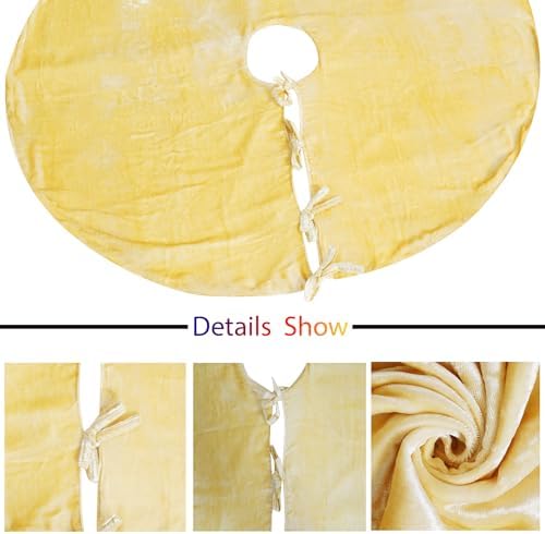 Sophia-Art Christmas Tree Skirt, Luxury Velvet Plush Skirt, Xmas Decoration Holiday Party Décor, Soft Velvet Home Décor Merry Christmas Party Christmas Tree Decorations (Custard Yellow,36 Inch) - Image 4