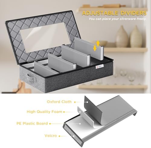 YearningHome China Storage Containers Hard Shell,Moving Boxes for Mugs,Wine Glassess,Plates,Sausers,Utensils and Dinnerware, Sturdy Dish Organizer with Felt Dividers,8-Piece Set,Grey - Image 4
