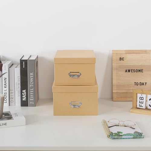 Soul & Lane - Kraft Stacking Storage Boxes with Label Holders, Set of 2 - Image 2