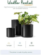LE TAUCI 10+8+6 Inch Ceramic Pots for Plants, Indoor Planters with Drainage Hole and Plug, Modern Cylinder Flower Pots Set of 3 for Office and Living Room, Satin, Black - Image 6