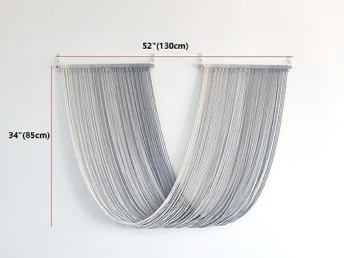 QULBUJ Dip Dye Large Macrame Wall Hanging Tie-Dye Yarn Tapestry Home Boho Wall Decor Ombre Art Headboard Bedroom Living Room 52" Wx34 L,Grey - Image 3