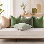 decorUhome Soft Chenille Olive Green Throw Pillow Covers 24X24 Set of 2 - Image 2