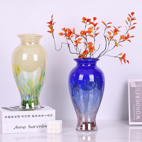 Blue Hand Blown Glass Vase 11.8" Tall Beautiful Designer Flower Vase - Image 6