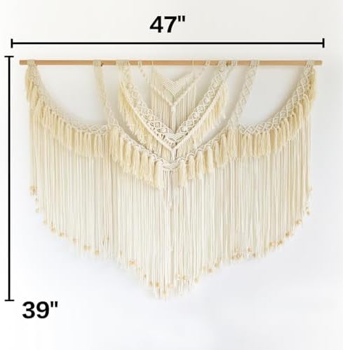 Macrame Wall Hanging Handmade Craftsmanship Woven Wall Art Boho 47" W*39" L - Image 4