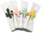 Global Crafts - Handmade Felt Napkin Rings Set - 4-Pack Cactus - Image 5