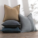 MIULEE Neutral Navy Boho Linen Pillow Covers 24x24 Inch Pack of 4 - Image 5