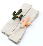 Global Crafts - Handmade Felt Napkin Rings Set - 4-Pack Cactus - Image 2
