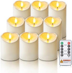 Homemory 9Pack Outdoor Waterproof Flameless Candles, LED Candles, Battery Operated Candles with Remote and Timers, Electric Fake Plastic Pillar Candles, Ivory White, 3"x4"4" 4" 5" 5" 5" 6" 6" 6" by Homemory