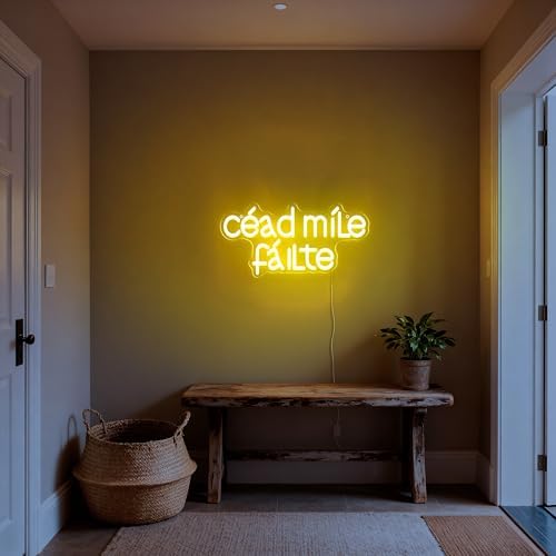 Céad Mile Fáilte LED Neon Sign A Hundred Thousand Welcomes Neon Irish Pub Decoration lrish Welcome light Entryway Decor Welcome Decor for Home Bar, Man Cave & St. Patrick's Day Housewaming Gift - Image 7