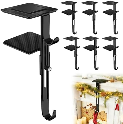 6Pcs Christmas Fireplace Stocking and Garland Hanger Fits 0.5-3.5" Mantle by RGJSTRORE
