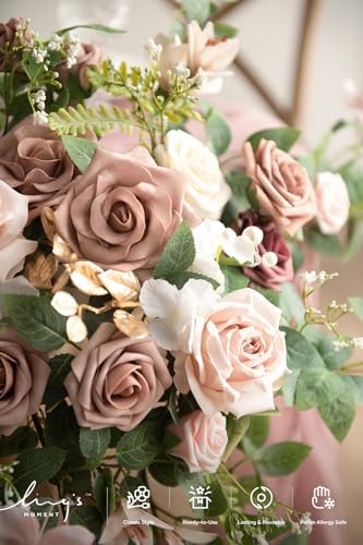 Ling's moment 2 Pack Dusty Rose Floral Garland Wedding Arch Flowers - Image 5