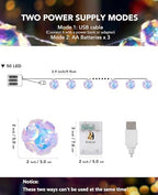 AceList 50 LED Holographic Iridescent String Lights, 16.4Ft Enchanting Disco Ball String Lights– USB&Battery Powered Fairy Lights Iridescent Party Decorations for Home, Classroom, Birthday, Christmas - Image 2