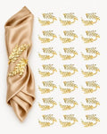 Gold Napkin Rings Set of 24, Leaf Metal Napkin Holders by SHUOGUO