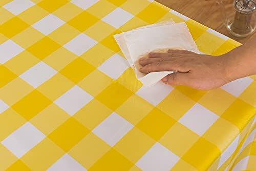 Cupuamon 2 Pack Waterproof Polyester Fabic Rectangle Checkered Tablecloth，60x84 Outdoor Table Cloth，Oil Stain Prevention Table Cloth for Pinics and Parties（Yellow and White） - Image 5