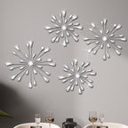 Hicarer 4 Pcs Starburst Wall Decor, Bling Metal Wall Art, Silver by Hicarer