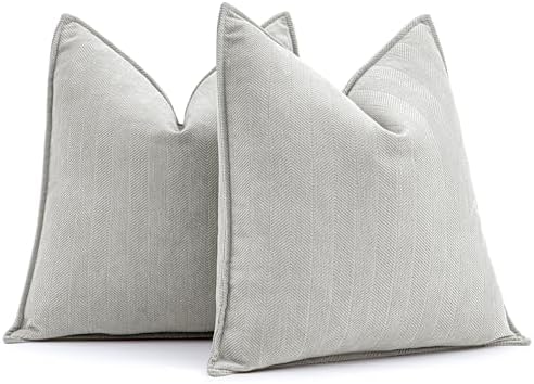 MIULEE Pack of 2 Light Grey Euro Shams Chenille Pillow Covers 24x24 Inch by MIULEE