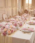 72inch Aisle Flower Garland with Chiffon Sheer Drape, Pastel Pink & White Rose with Sakura Artificial Flowers, Floral Runner for Wedding Arch, Backdrop, Reception Table Decor, Ceremony Pathway - Image 4