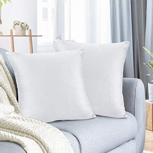 Nestl Throw Pillow Covers, Cozy Velvet Decorative Pillow Cases 24 x 24 Inches, Soft Solid Couch Pillow Covers for Sofa, Bed and Car, Set of 2 - White by Nestl