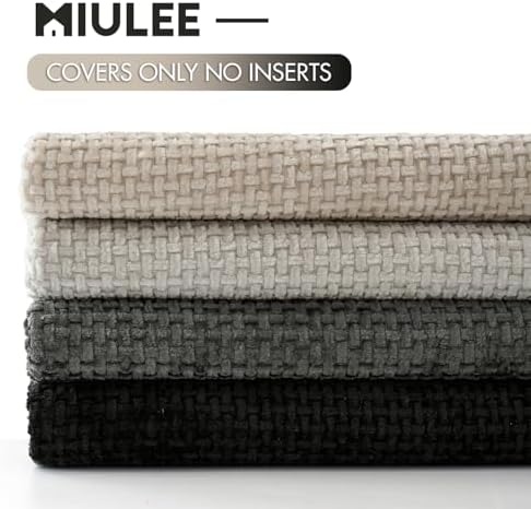 MIULEE Soft Decorative Chenille Pillow Covers Cream Grey 20x20 Pack of 4 - Image 6