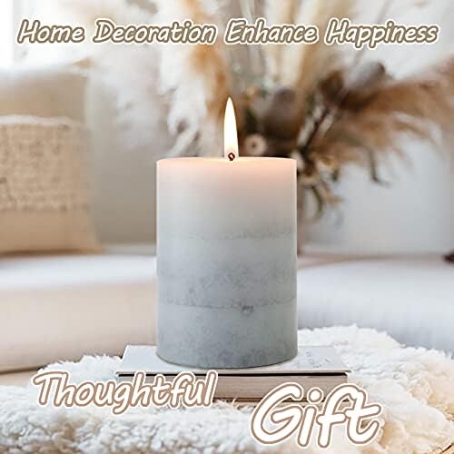 Gray Pillar Candles Cozy Cotton Scented Set of 3 Mottled 3 Layers Hand-Poured Classic Emergency Candle Aromatherapy Candles for Weddings, Home Decorations, Spa, Restaurant 3"X4" - Image 4
