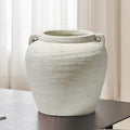 LB2 White Ceramic Large Vase, 11.2" Tall Zen Style vase, Terra Cotta Pitcher, Distressed Farmhouse Decor, Pottery Decorative Flower for Home Décor by LB2