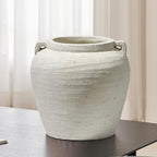 LB2 White Ceramic Large Vase, 11.2" Tall Zen Style vase, Terra Cotta Pitcher, Distressed Farmhouse Decor, Pottery Decorative Flower for Home Décor by LB2