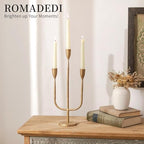 Romadedi Brass Candelabra Candlestick Holders, Gold - Image 5